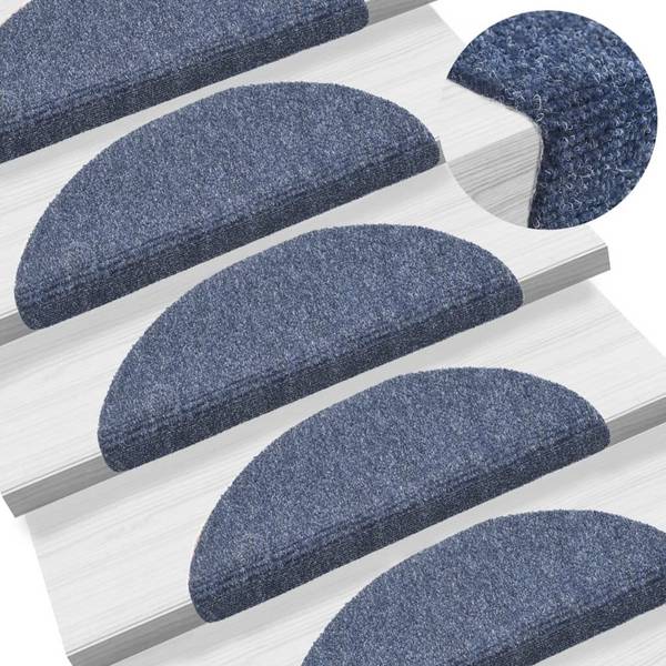 Selbstklebende Treppenmatten 10 Stk. Blau 54x16x4 cm Nadelvlies