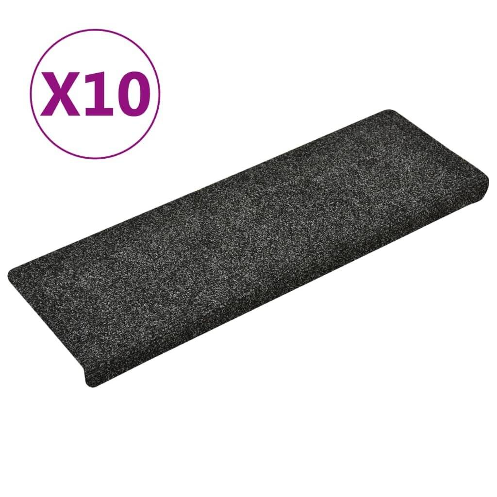Treppenmatten 10 Stk. Grau 65x25 cm Nadelvlies-1