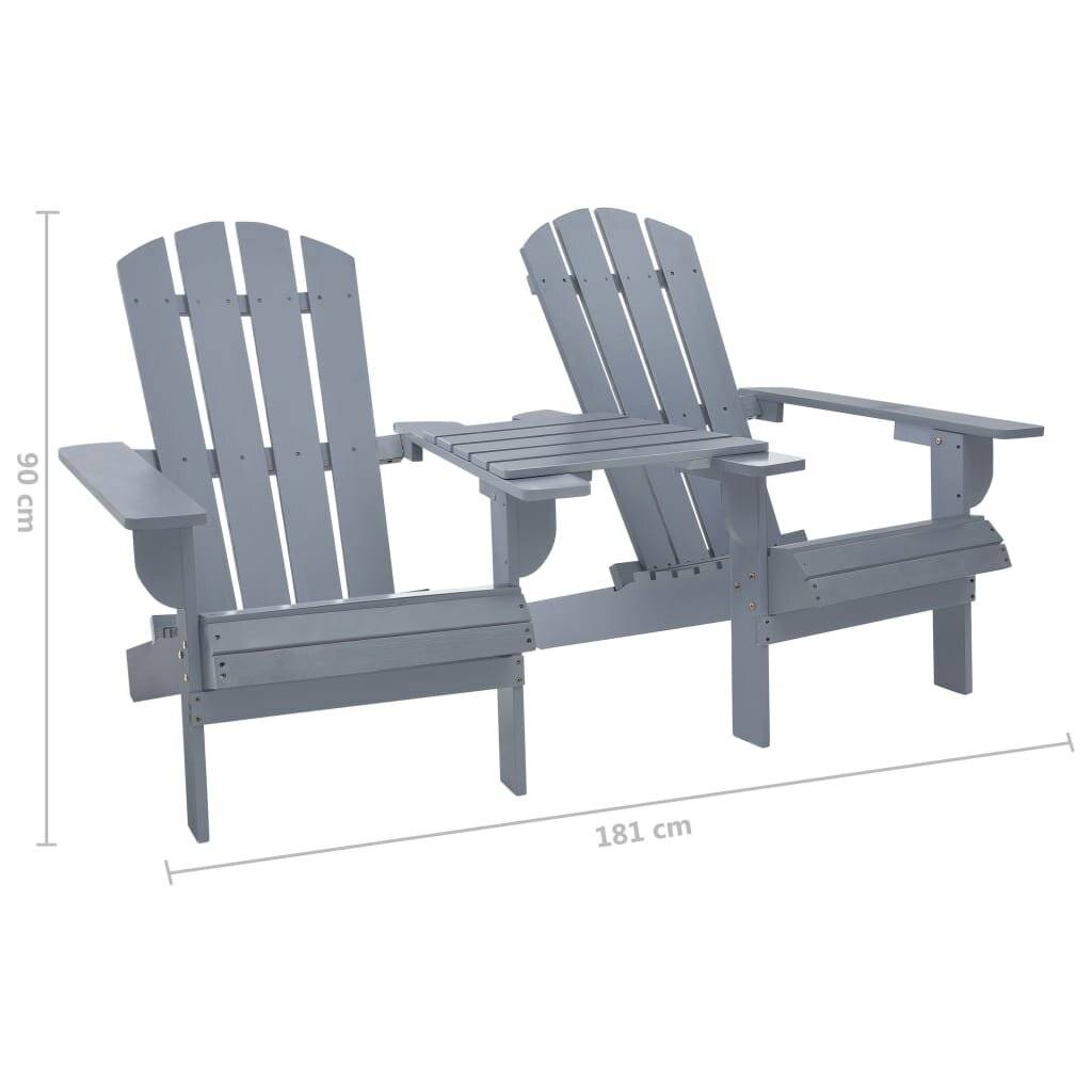 vidaXL Adirondack-Gartenstühle mit Tisch Massivholz Tanne Grau-5