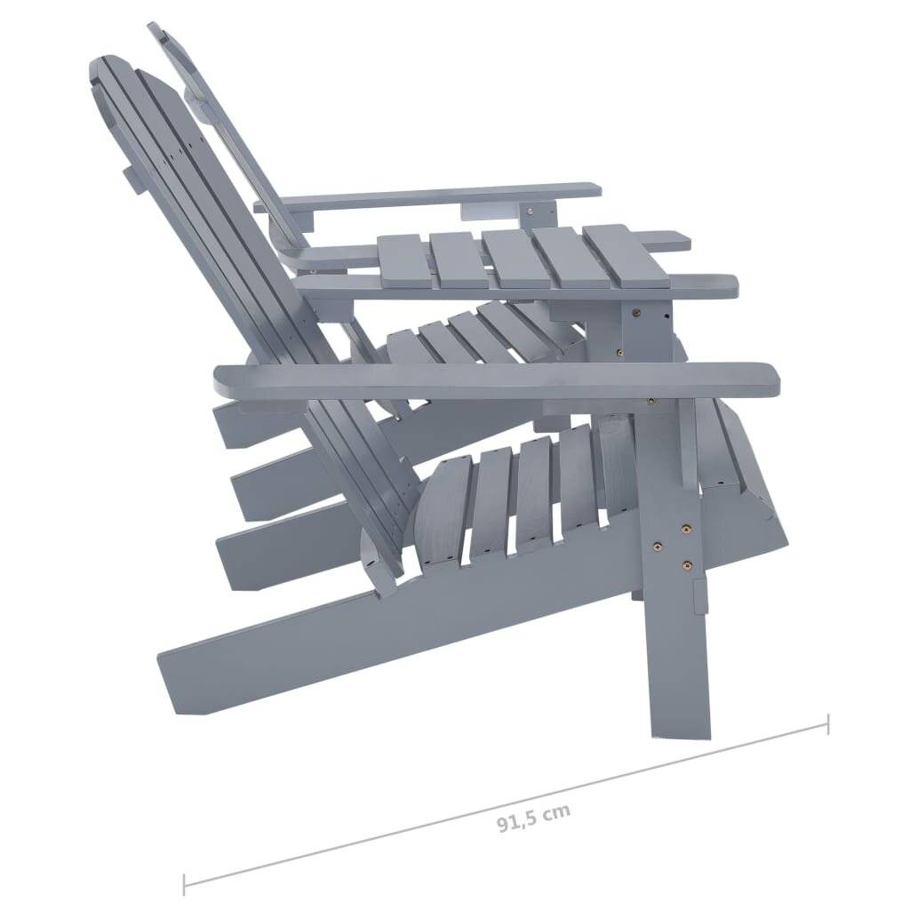 vidaXL Adirondack-Gartenstühle mit Tisch Massivholz Tanne Grau-6
