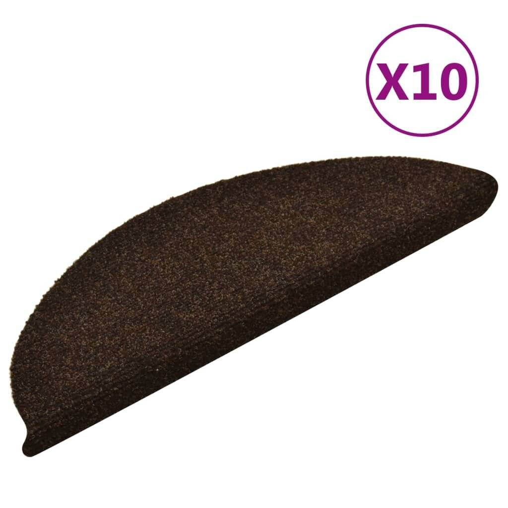 Selbstklebende Treppenmatten 10 Stk. Braun 56x17x3cm Nadelvlies-1