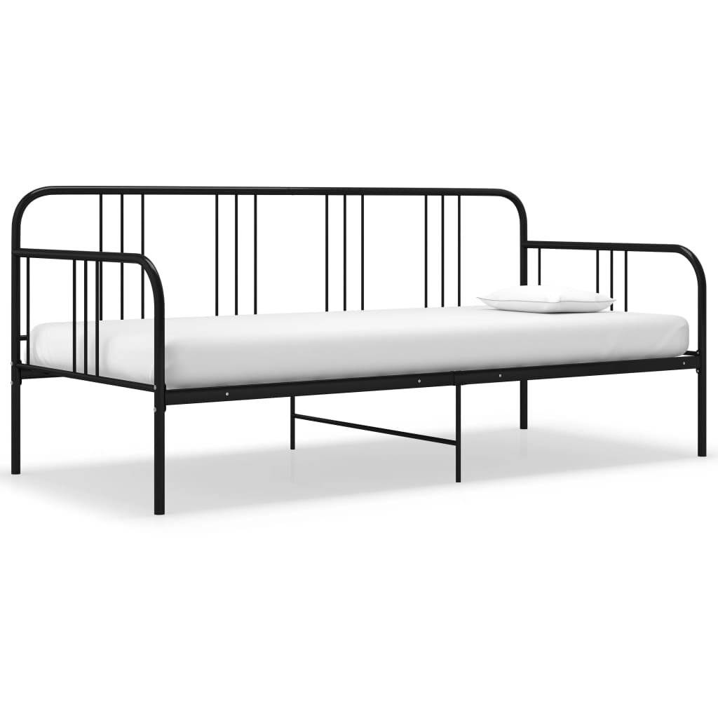 vidaXL Schlafsofa Bettgestell Schwarz Metall 90x200 cm-6