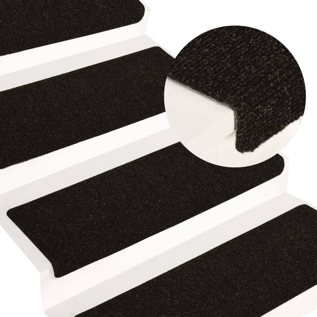 Treppenmatten 15 Stk. Nadelvlies 65x25 cm Braun-0