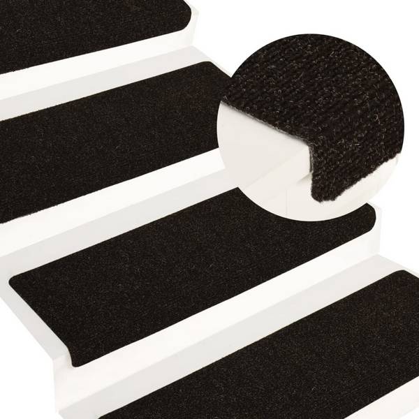 Treppenmatten 15 Stk. Nadelvlies 65x25 cm Braun
