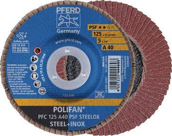 Fächerscheibe POLIFAN A PSF STEELOX D.125mm K.40 kon.Stahl/INOX NK PFERD-2