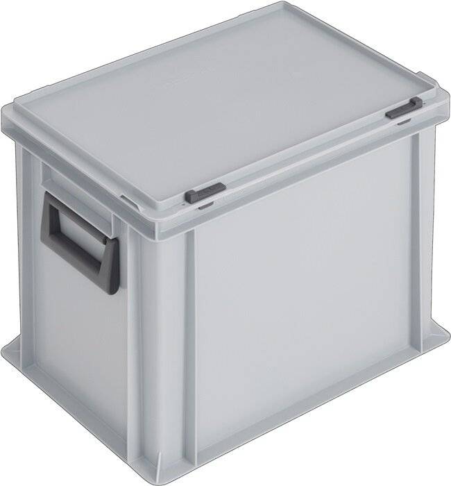 Ku.-Koffer L400xB300xH333mm PP 2 Griffe Schiebeverschluss grau 31l LOCKWEILER-3