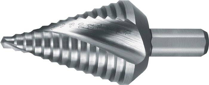 Stufenbohrer Bohrber.4-30mm HSS Spiralnut Gesamt-L.72mm Z.2 Stufen 14 RUKO-2
