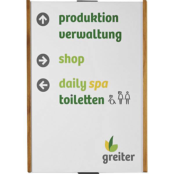 Wegweiser Alu-Holz-Serie DIN A3 hoch HxB 420 x 306 mm Eiche. Moedel GmbH | Schilderfabrikation 76036649