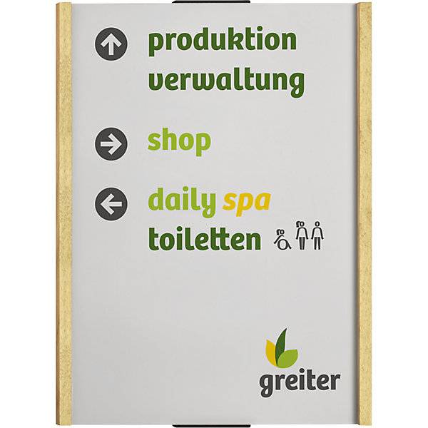 Wegweiser Alu-Holz-Serie DIN A4 hoch HxB 297 x 219 mm Ahorn. Moedel GmbH | Schilderfabrikation 76032349