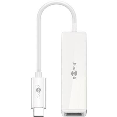 Goobay 66255 USB C auf RJ45 Adapter für Netzwerkkabel / 5 Gbits / OTG USB-C Stecker zu RJ5 Buchse / Apple MacBook / Weiß
