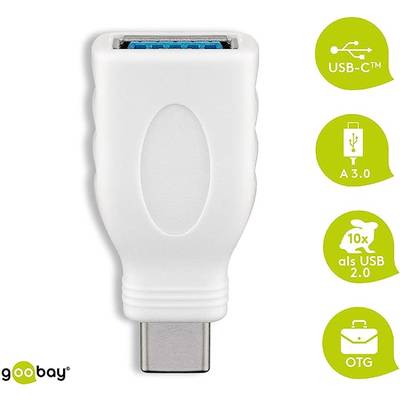 Goobay 66262 USB C auf USB A Adapter / Mini Stecker für Ladekabel USB 3.0 / OTG USB-C Adapterstecker 5 Gbits / Weiß-2