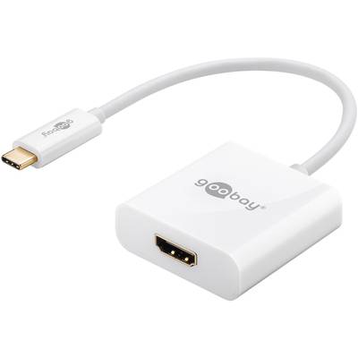 Goobay 66259 USB C auf HDMI Adapter / UHD 4K @ 30 Hz / OTG USB-C Stecker zu HDMI Buchse / Adapterkabel Weiß / 15 cm