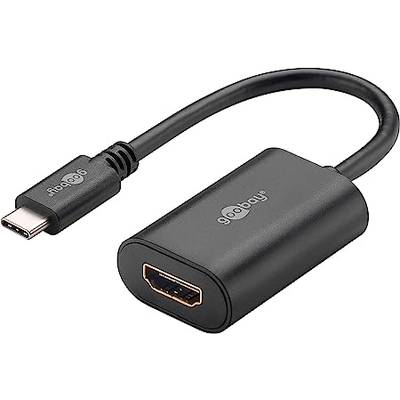 Goobay 38532 USB C auf HDMI Adapter / UHD 4K @ 60 Hz / OTG USB-C Stecker zu HDMI Buchse / Adapterkabel Schwarz / 13 cm