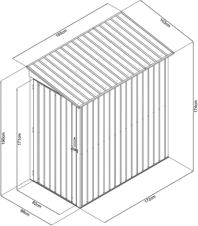 Anlehn-Gerätehausmit Schrägdach172 x 103 x 190 cm-2