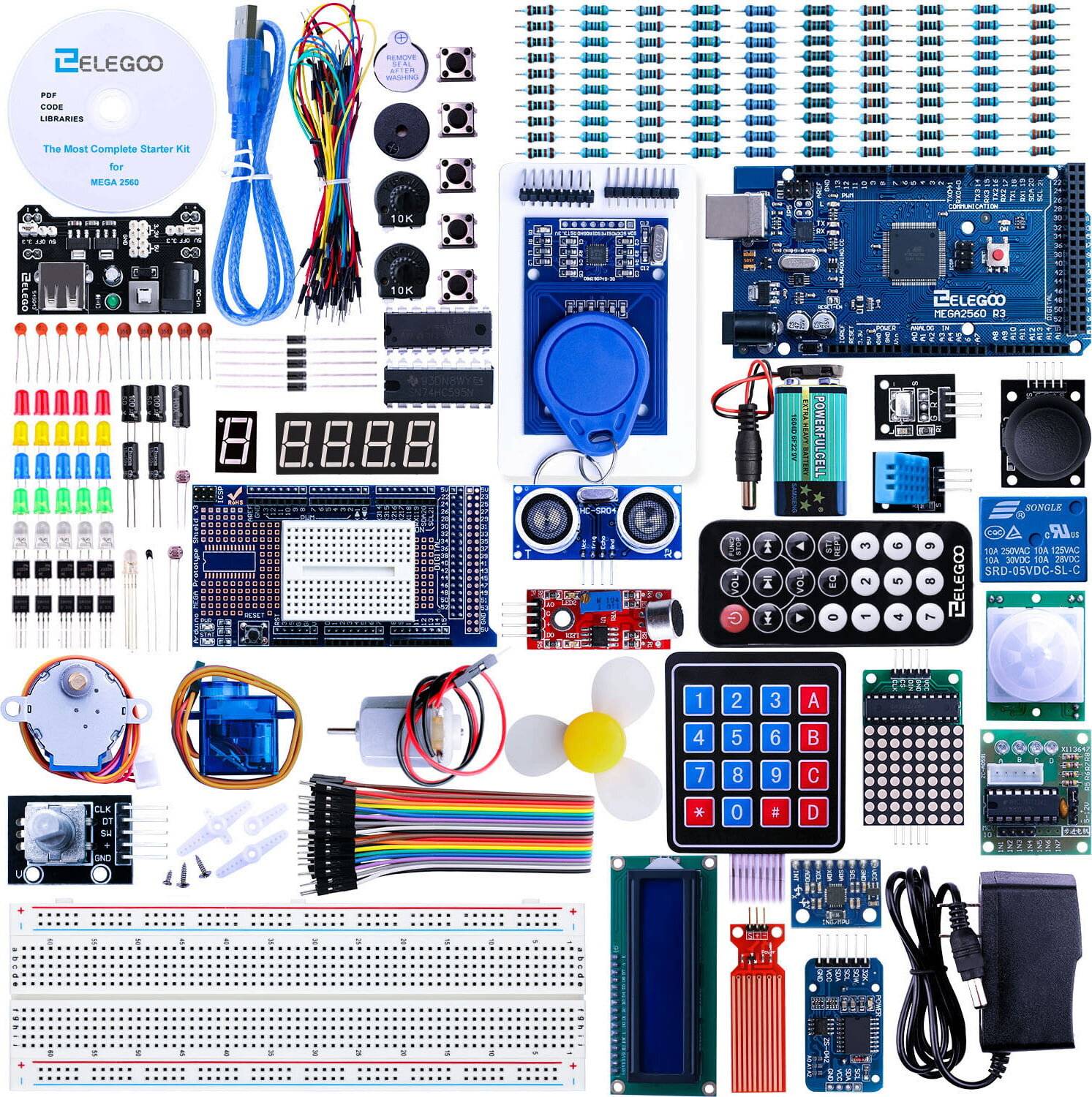 Lernset mit Mega 2560 R3 Board, Sensoren und Aktoren für Mikrocontroller-Projekte