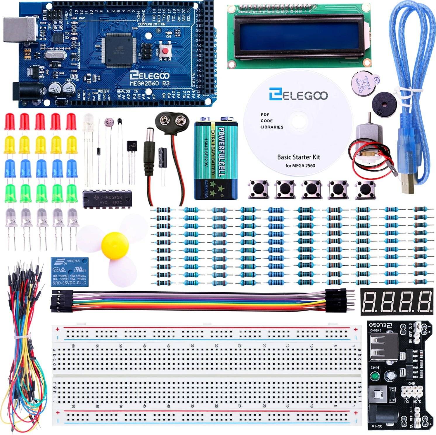 Elegoo Mega 2560 Basic Starter Kit, Arduino-kompatibles Lernset für Einsteiger-0