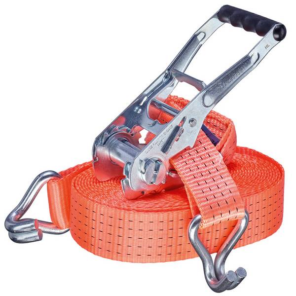 Spanngurt Zurrgurt mit Ratsche 2-teilig 4000 kg (2000 daN) Spitzhaken 50 mm breit 8 m lang orange