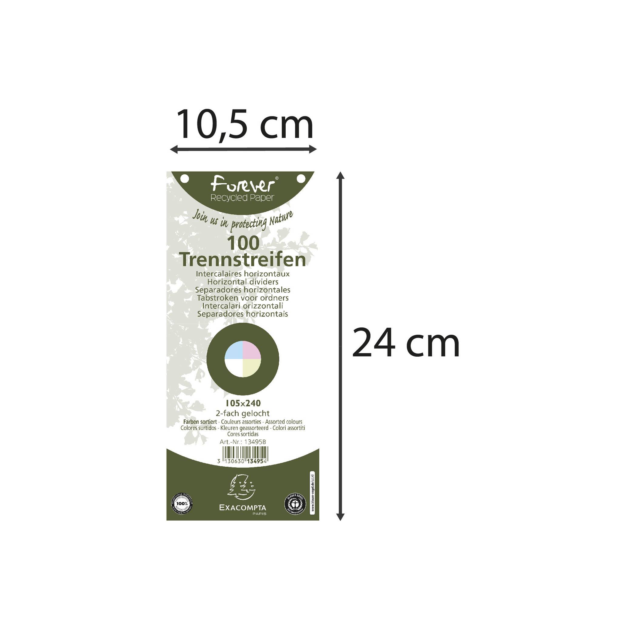 Exacompta 12x 100 Trennstreifen 2-fach gelocht RC Kart 105x240mm sortiert 13495B-4