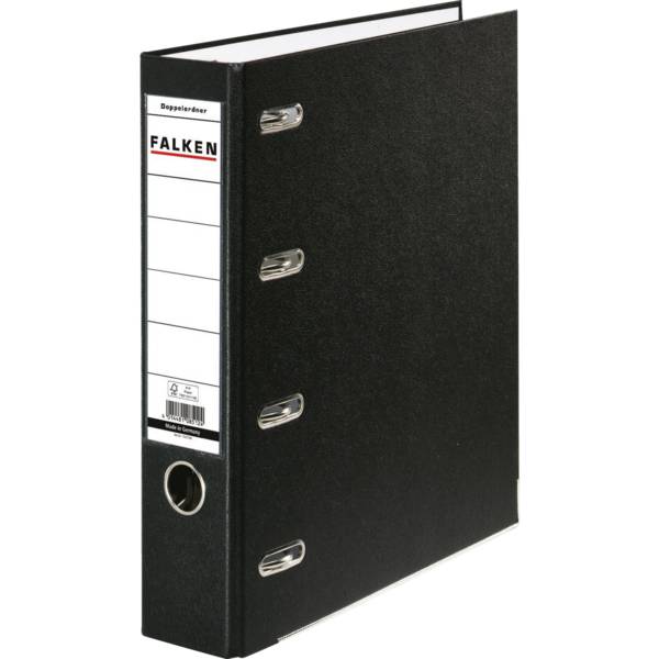 Falken 10x PP-Doppelordner A4, Rücken 70mm, + Einsteckschild, Schwarz, 11285343F