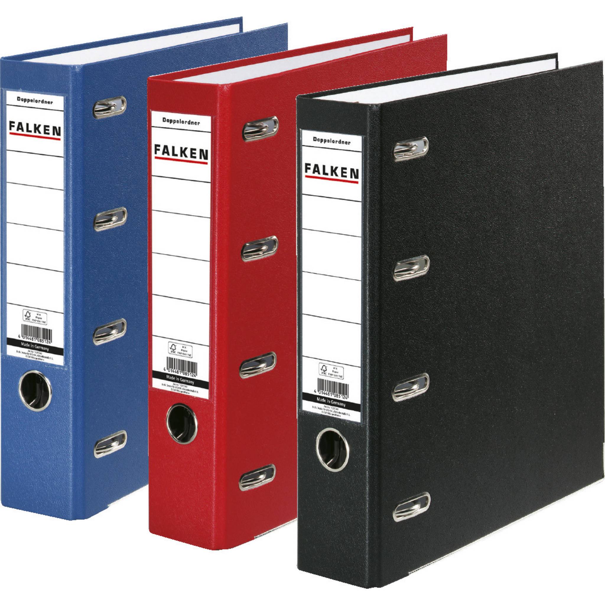 Falken 10x PP-Doppelordner A4, Rücken 70mm, + Einsteckschild, Schwarz, 11285343F-2