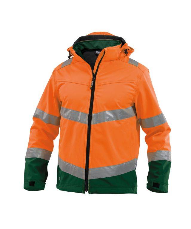 DASSY® Malaga Warnschutz Softshell-Jacke Neonorange/Flaschengrün Gr. 4XL-0
