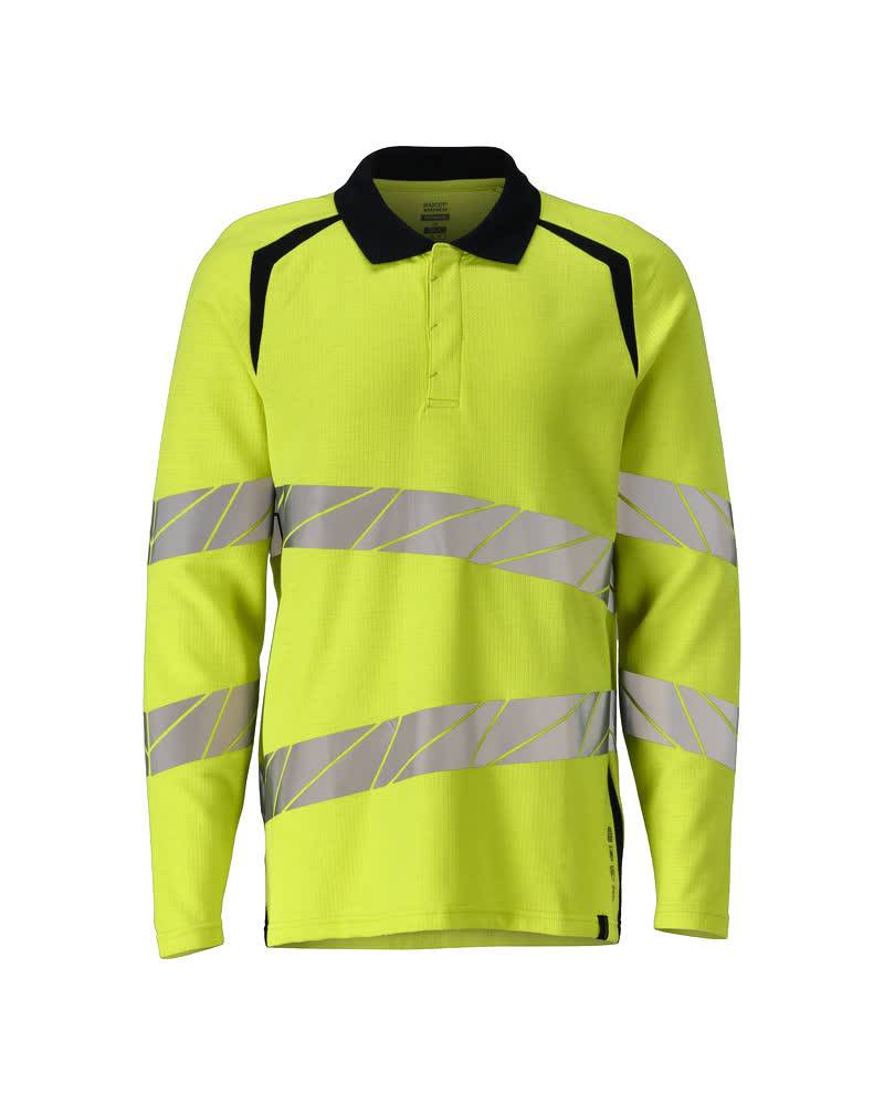 Mascot Polo-Shirt, Langarm Hi-vis Gelb/Schwarzblau, L-0