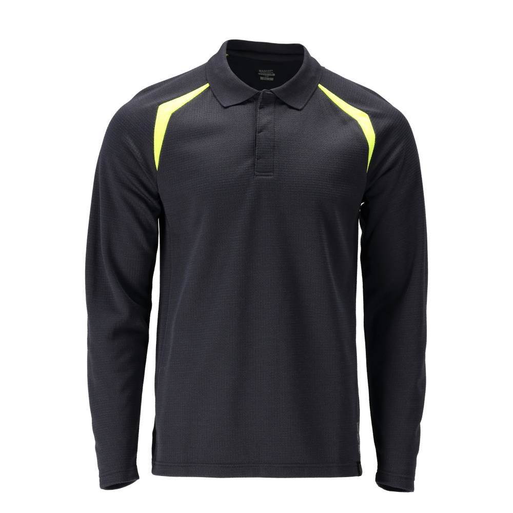 Mascot Polo-Shirt, Langarm Schwarzblau/Hi-vis Gelb, S-0