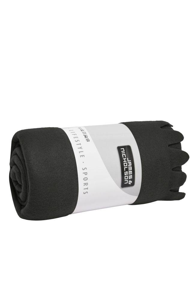 Fleece Blanket Fleecedecke mit abgerundeten Fransen schwarz, Gr. one size-0