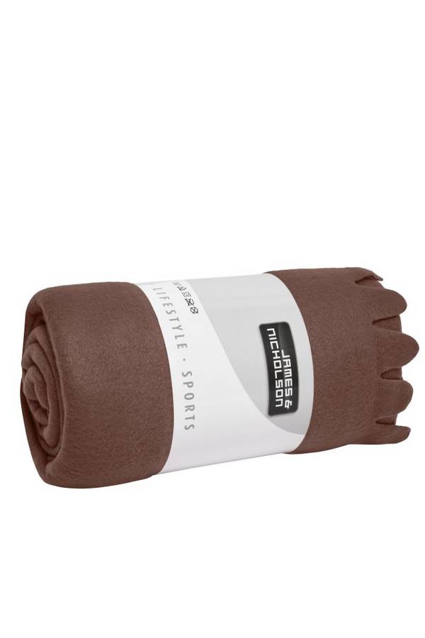 Fleece Blanket Fleecedecke mit abgerundeten Fransen braun, Gr. one size