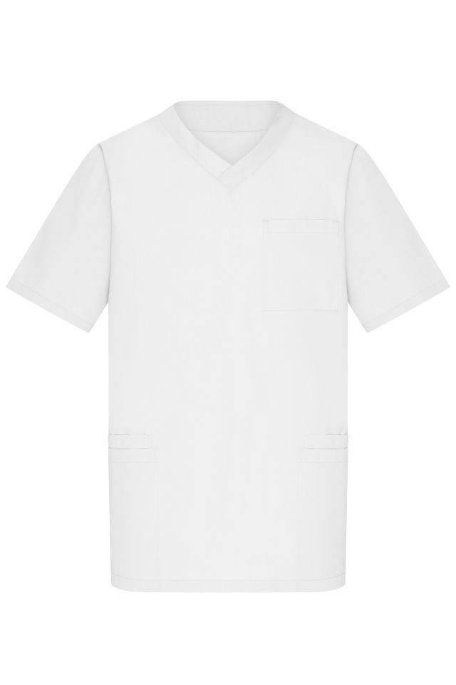 Men's Kasack Klassischer Schlupfkasack mit V-Ausschnitt weiß, Gr. XS-0