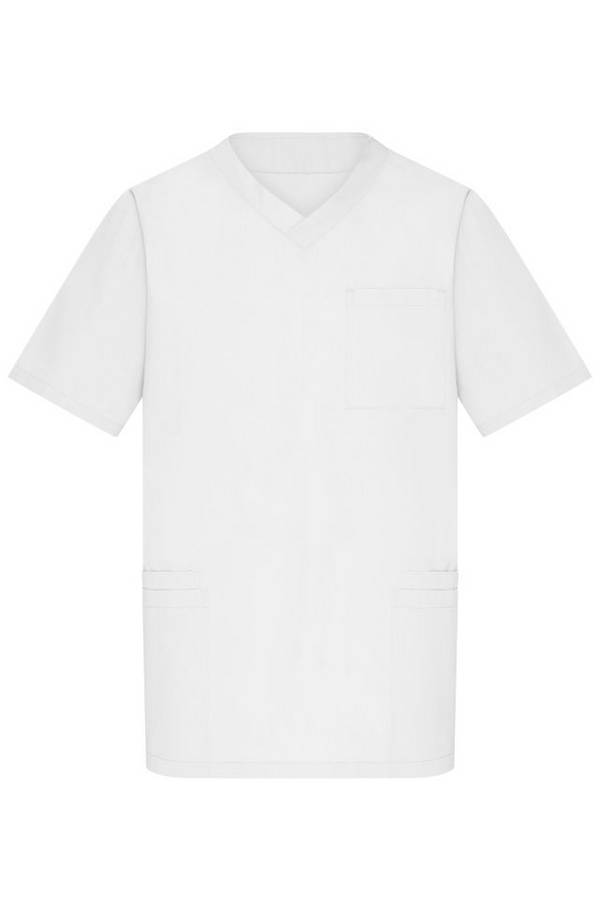 Men's Kasack Klassischer Schlupfkasack mit V-Ausschnitt weiß, Gr. XS