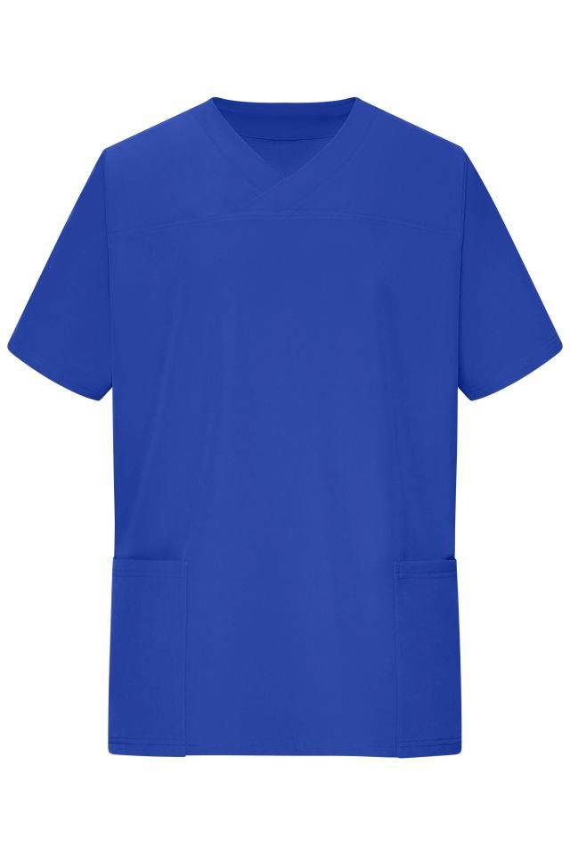 Men's Stretch-Kasack Elastischer Kasack mit V-Ausschnitt blau, Gr. L-0