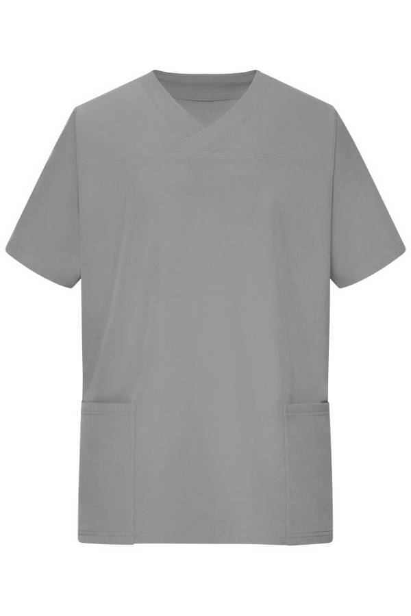 Men's Stretch-Kasack Elastischer Kasack mit V-Ausschnitt grau, Gr. XL