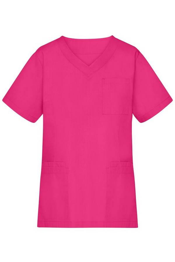 Ladies' Kasack Klassischer Schlupfkasack mit V-Ausschnitt pink, Gr. XS