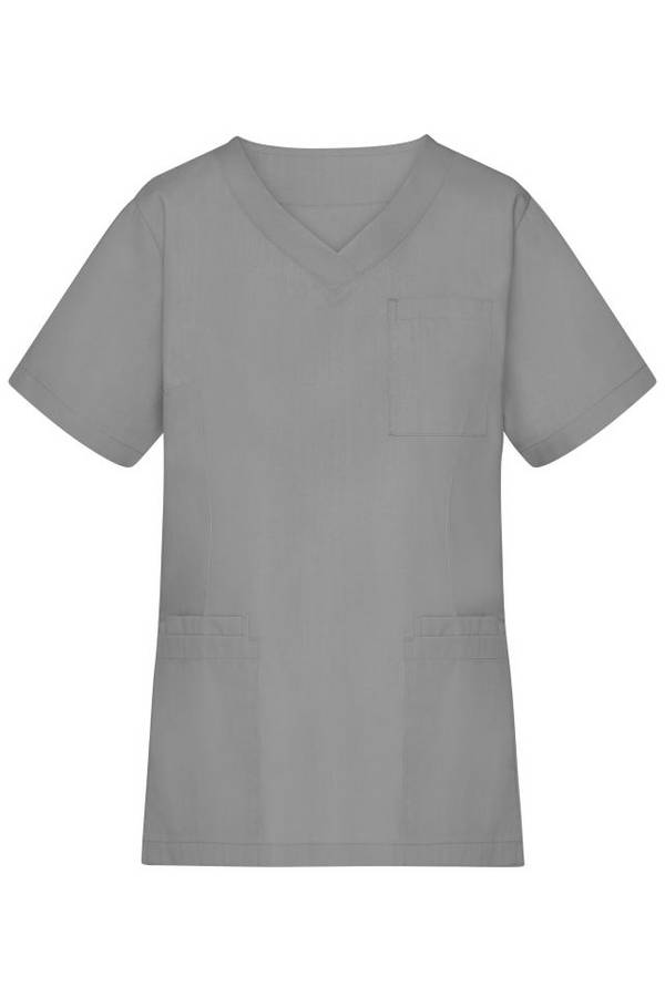 Ladies' Kasack Klassischer Schlupfkasack mit V-Ausschnitt grau, Gr. XL