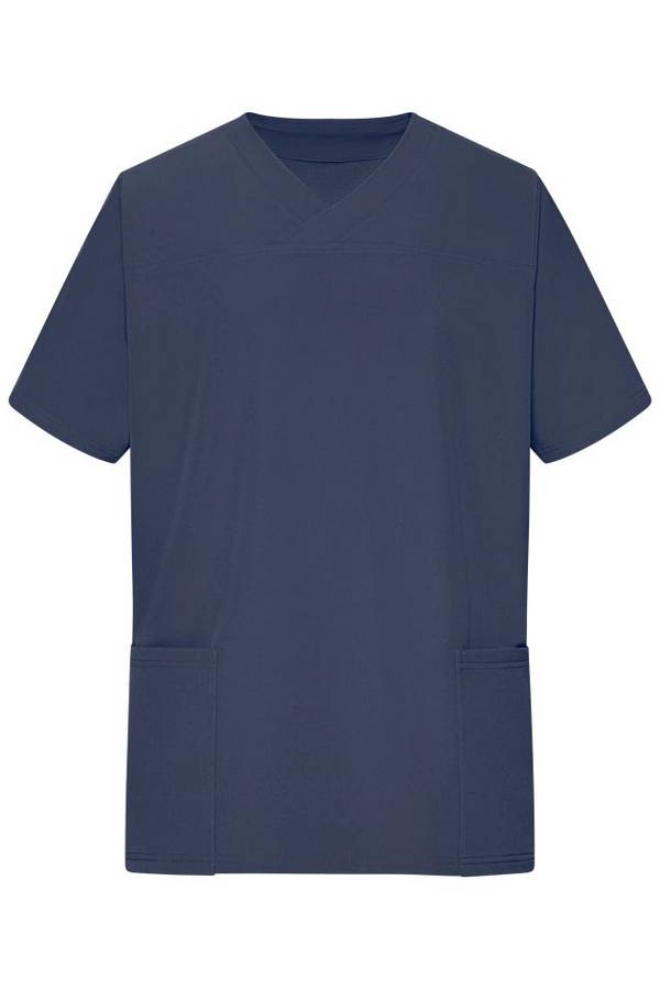 Men's Stretch-Kasack Elastischer Kasack mit V-Ausschnitt blau, Gr. XS