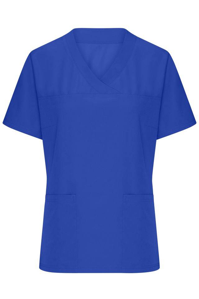 Ladies' Stretch-Kasack Elastischer Kasack mit V-Ausschnitt blau, Gr. XL-0