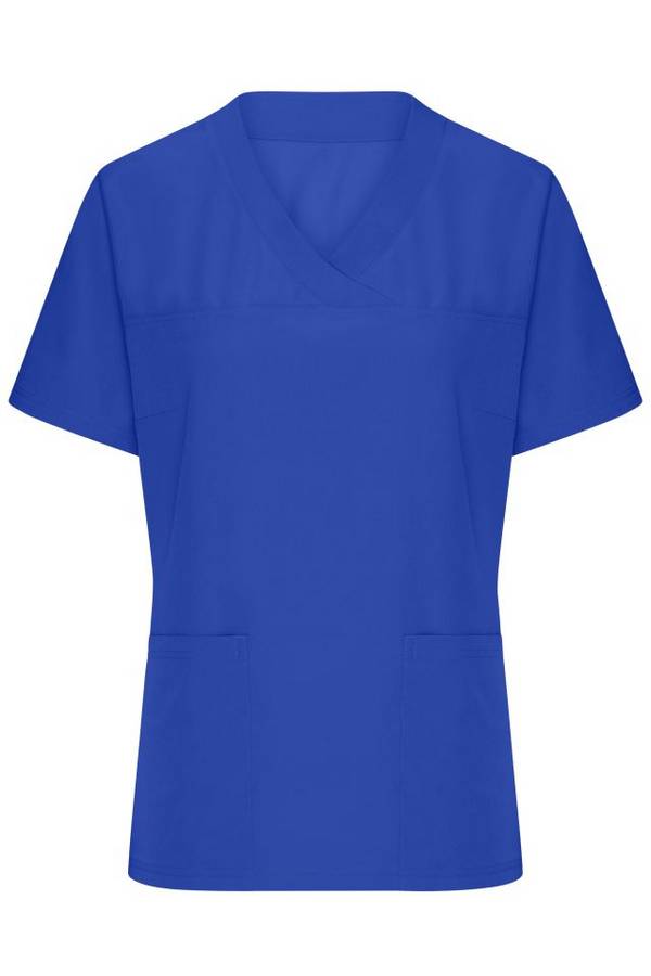 Ladies' Stretch-Kasack Elastischer Kasack mit V-Ausschnitt blau, Gr. M