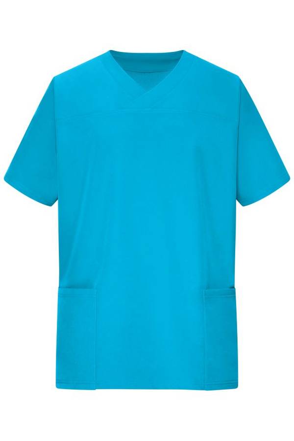 Men's Stretch-Kasack Elastischer Kasack mit V-Ausschnitt blau, Gr. XS