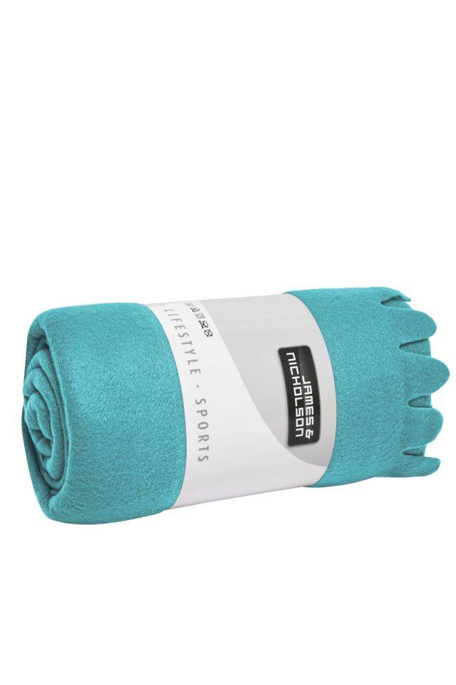 Fleece Blanket Fleecedecke mit abgerundeten Fransen blau, Gr. one size-0