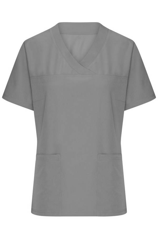 Ladies' Stretch-Kasack Elastischer Kasack mit V-Ausschnitt grau, Gr. L