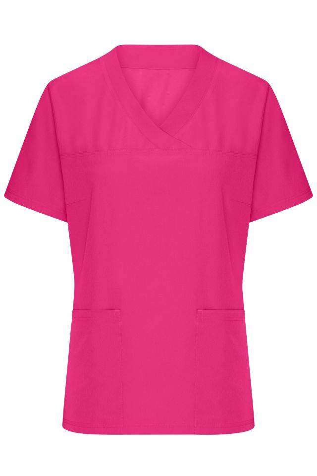Ladies' Stretch-Kasack Elastischer Kasack mit V-Ausschnitt pink, Gr. XXL-0