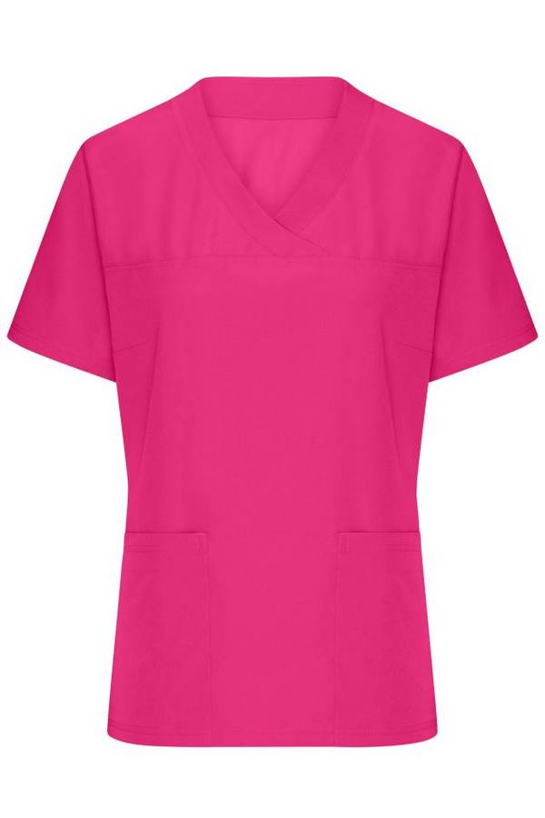 Ladies' Stretch-Kasack Elastischer Kasack mit V-Ausschnitt pink, Gr. XXL