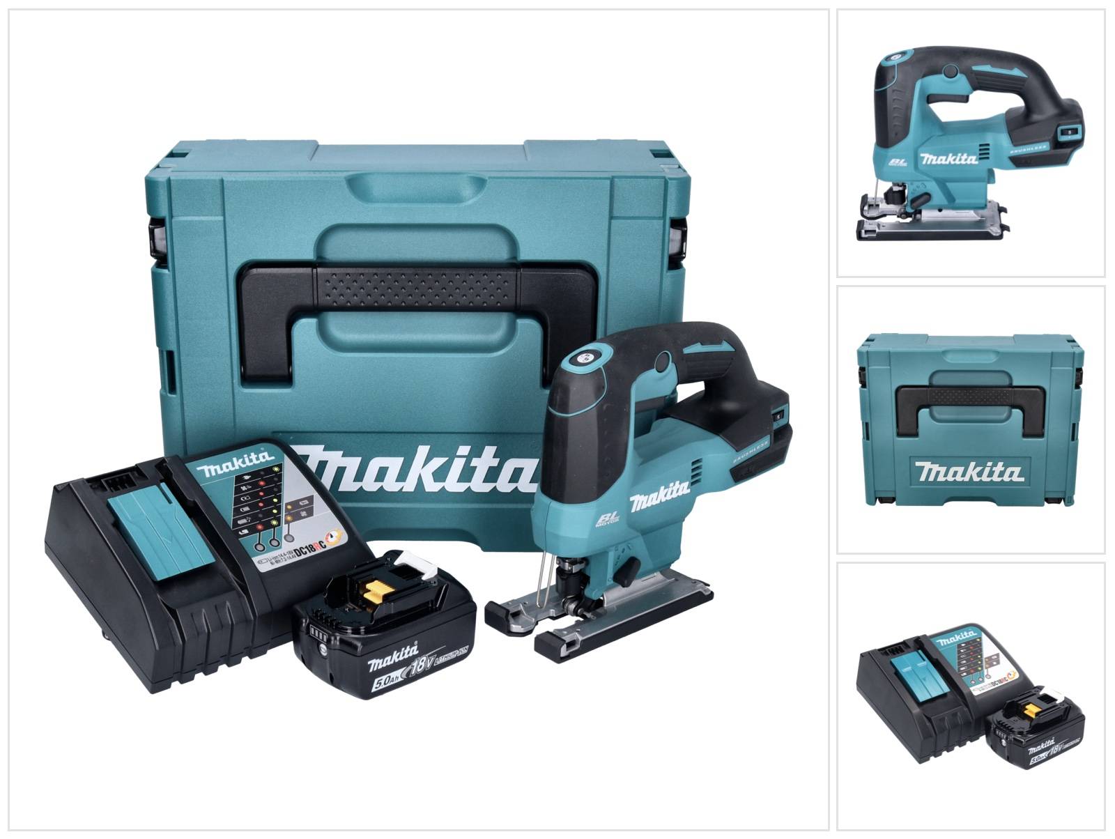 Makita DJV 184 RT1J Akku Pendelhub Stichsäge 18 V Brushless + 1x Akku 5,0 Ah + Ladegerät + Makpac-0