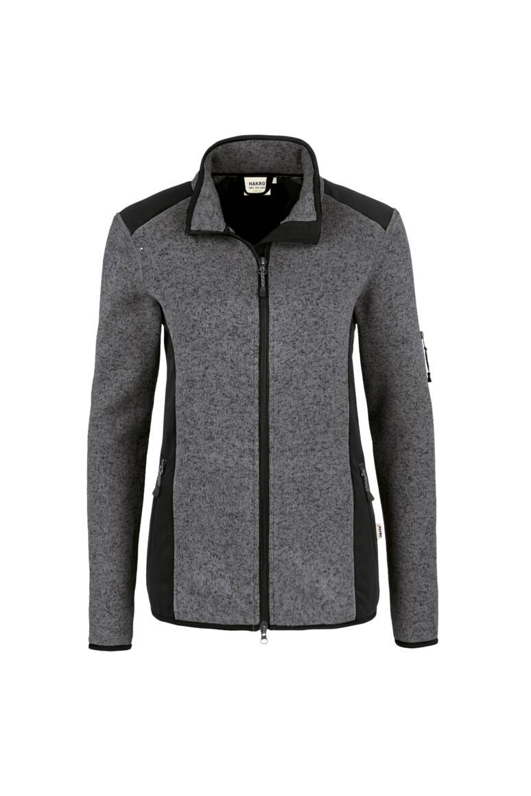 HAKRO Damen Strickfleecejacke anthrazit meliert, M