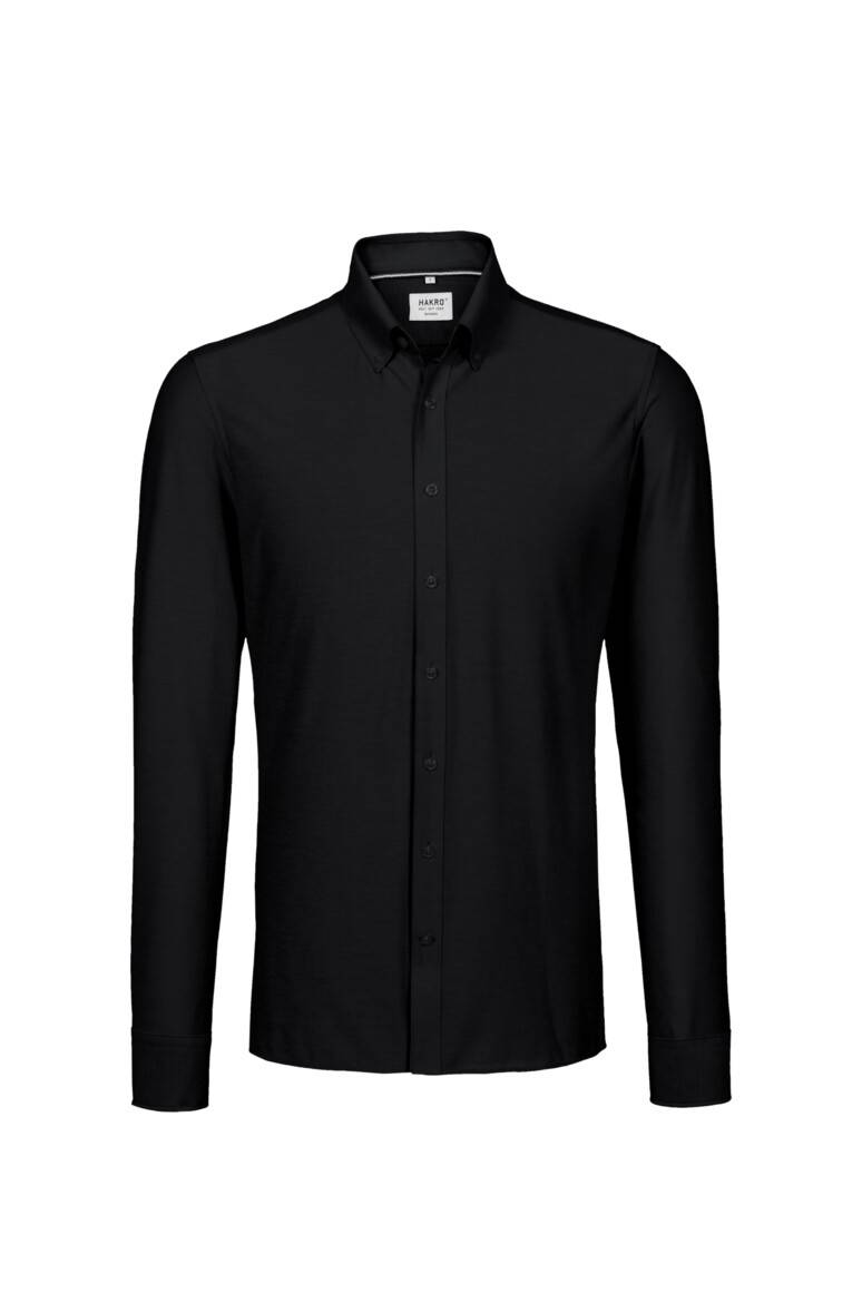 HAKRO Hemd Natural Stretch Regular schwarz, 2XL