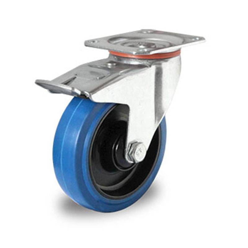 Rollensatz 4 Lenkrollen mit Feststeller 100 mm Elastik "Blue Wheels"-2