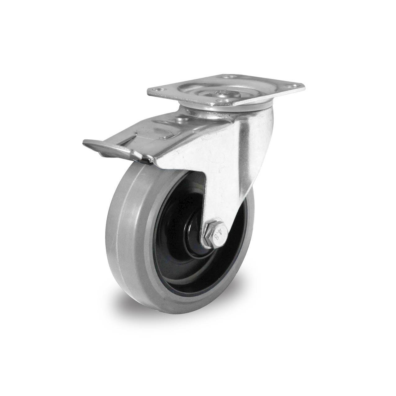 Rollensatz 2 Lenkrollen mit Feststeller + 2 Bockrollen 125 mm Elastik grau-1