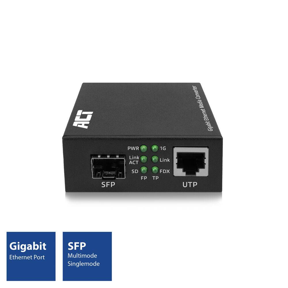 ACT AC4451 Gigabit Ethernet Medienkonverter | SFP Medienkonverter | Multimode | Singlemode | Schwarz-1