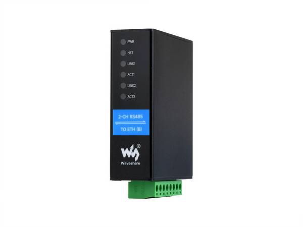 WaveShare 2CH RS485 to RJ45 Ethernet Serial Server, Dual RS485 Dual Ethernet Ports